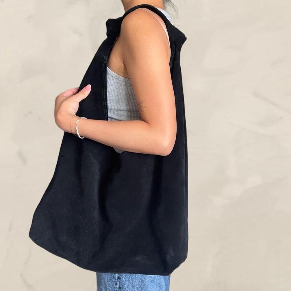 American Leather black leather hobo tote bag